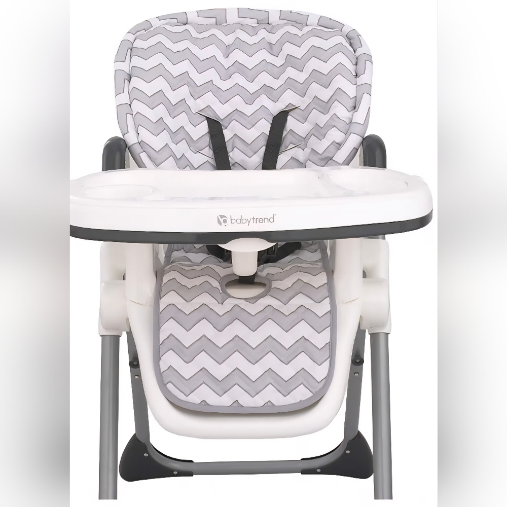 Soft Gray and White Chevron High Chair Pad Replacement 3-5 Point Harness 20x37